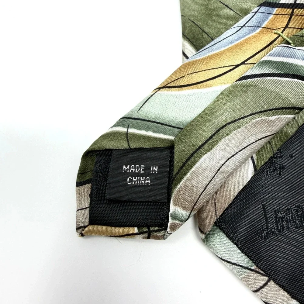 J. GARCIA Emerald City Collection 53 Silk Neck Tie Green Gold Abstract Designer